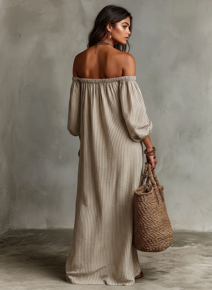 Elena - Elegante lange jurk met blote schouders