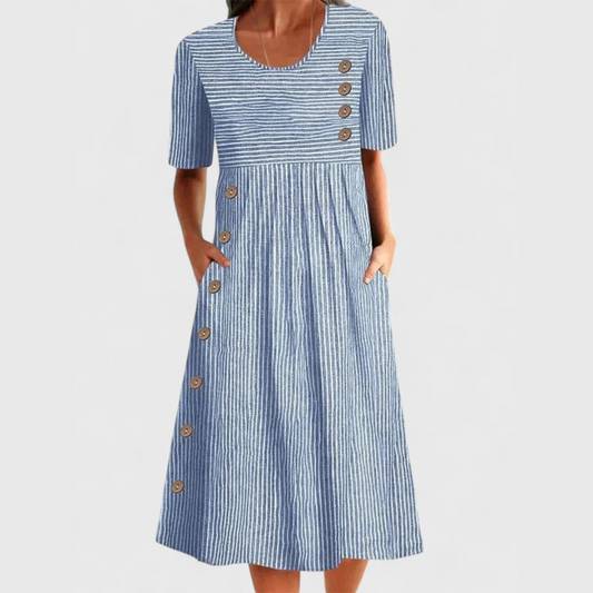 Jarna - Elegante Midi Gestreepte Jurk