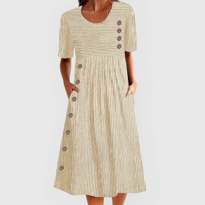 Jarna - Elegante Midi Gestreepte Jurk