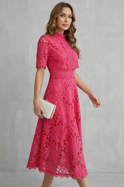 Elegante Midi Jurk in Kant - Verfijnde Elegantie