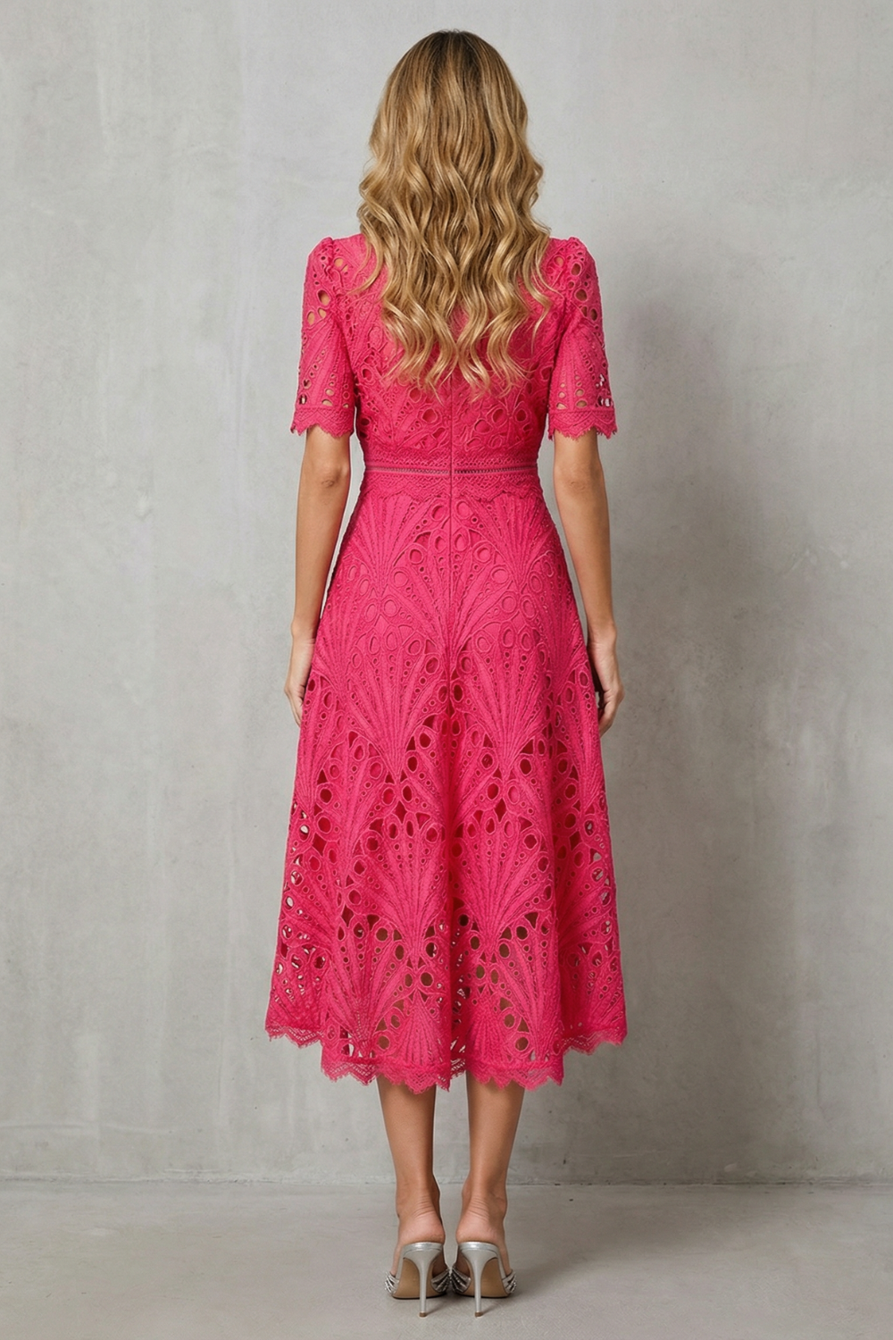 Elegante Midi Jurk in Kant - Verfijnde Elegantie