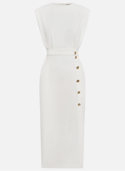 Sophie - Elegante midi jurk met gouden knopen