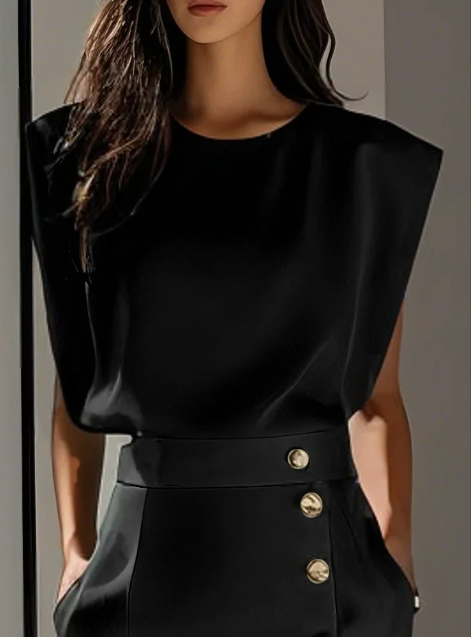 Sophie - Elegante midi jurk met gouden knopen