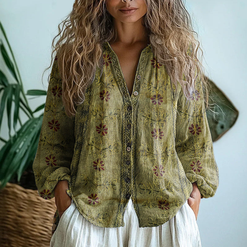Brianna Blouse - Elegante Vintage Bloemenprint