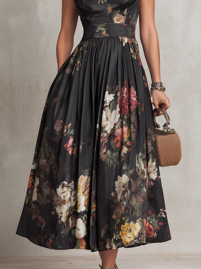 Midi-jurk in Satijn - Elegante Plissé met Sleufhals