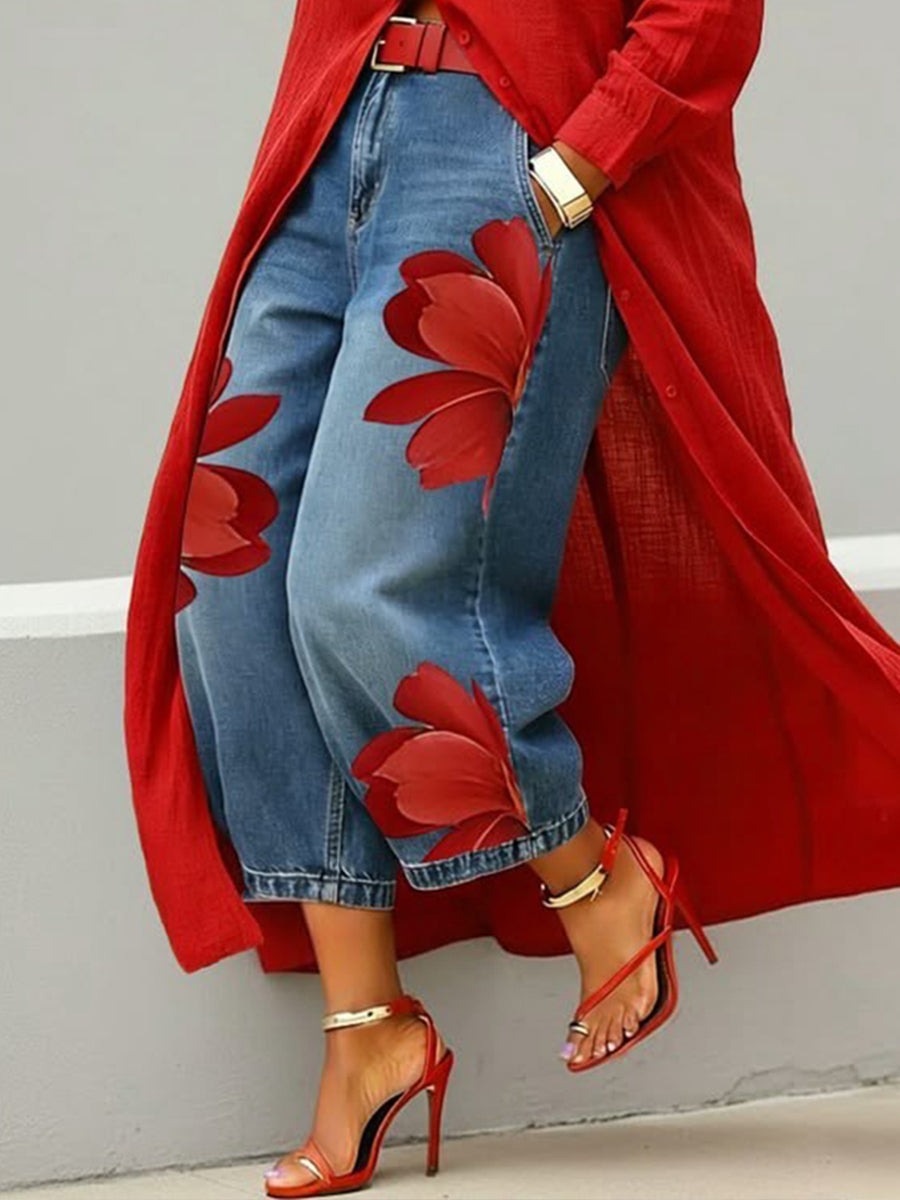 Fiore Rosso - Comfortabele Completo jeans + blouse 🌼